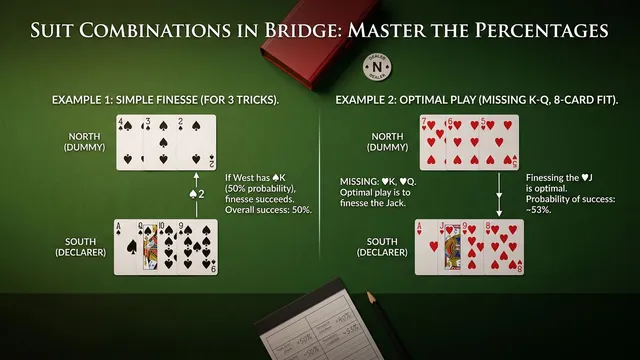 Master suit combinations in bridge with expert guidance on standard holdings, finesses, safety plays, and the restric...
